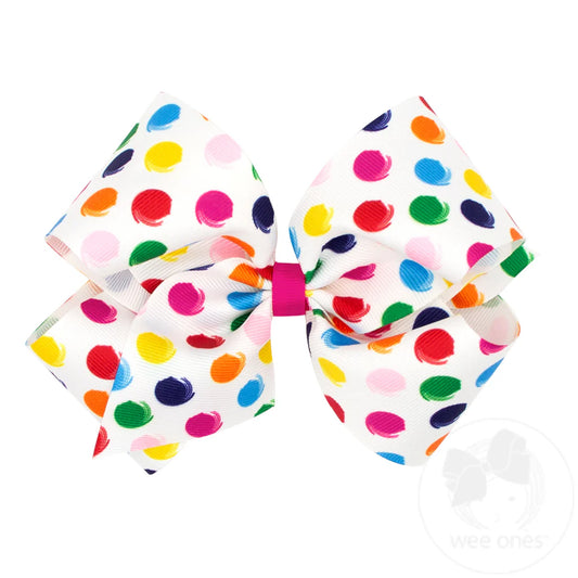 Back to School Polka Dot Print Grosgrain Hair Bow