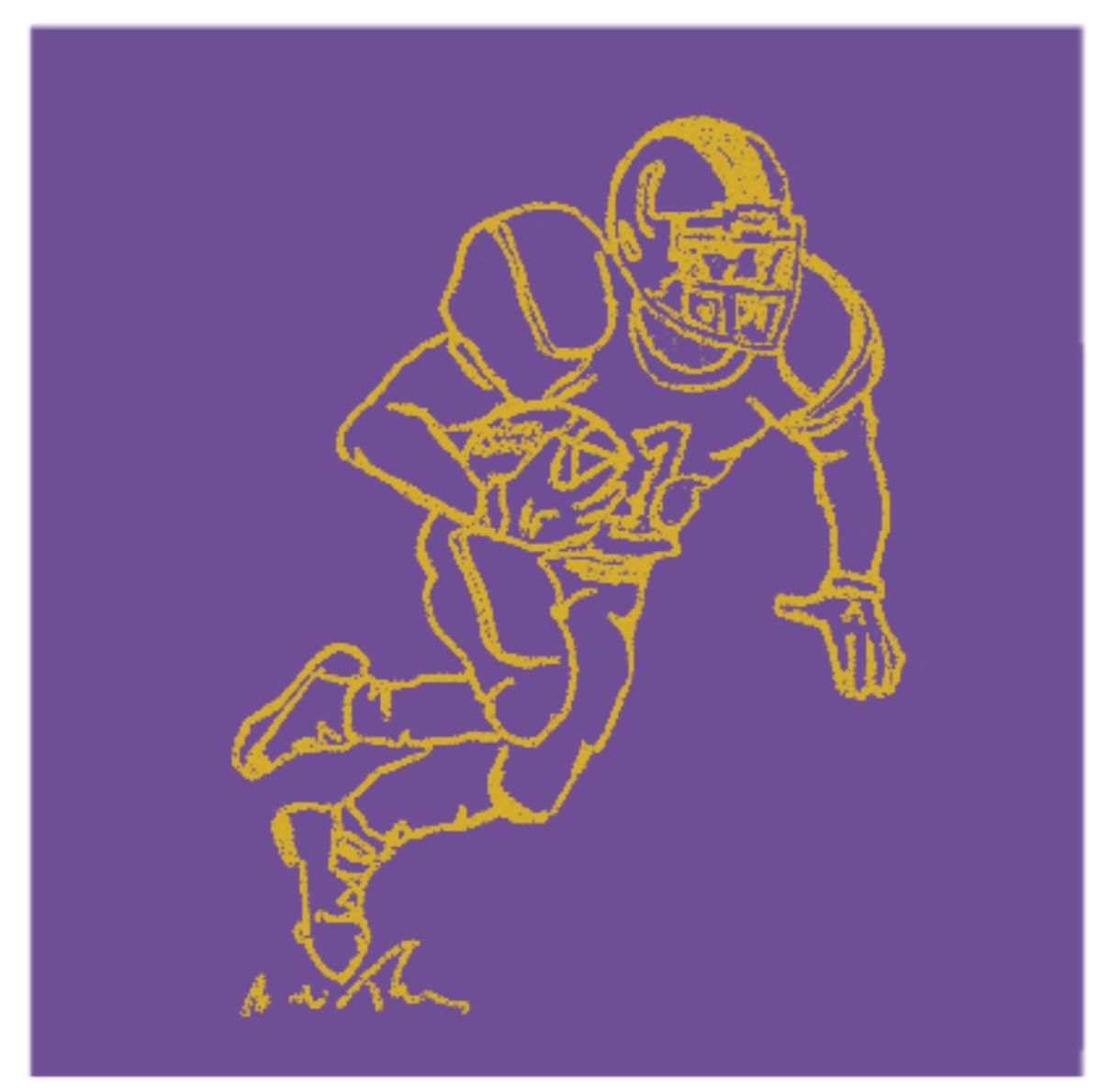 SS Purple/Yellow Football Player T-Shirt