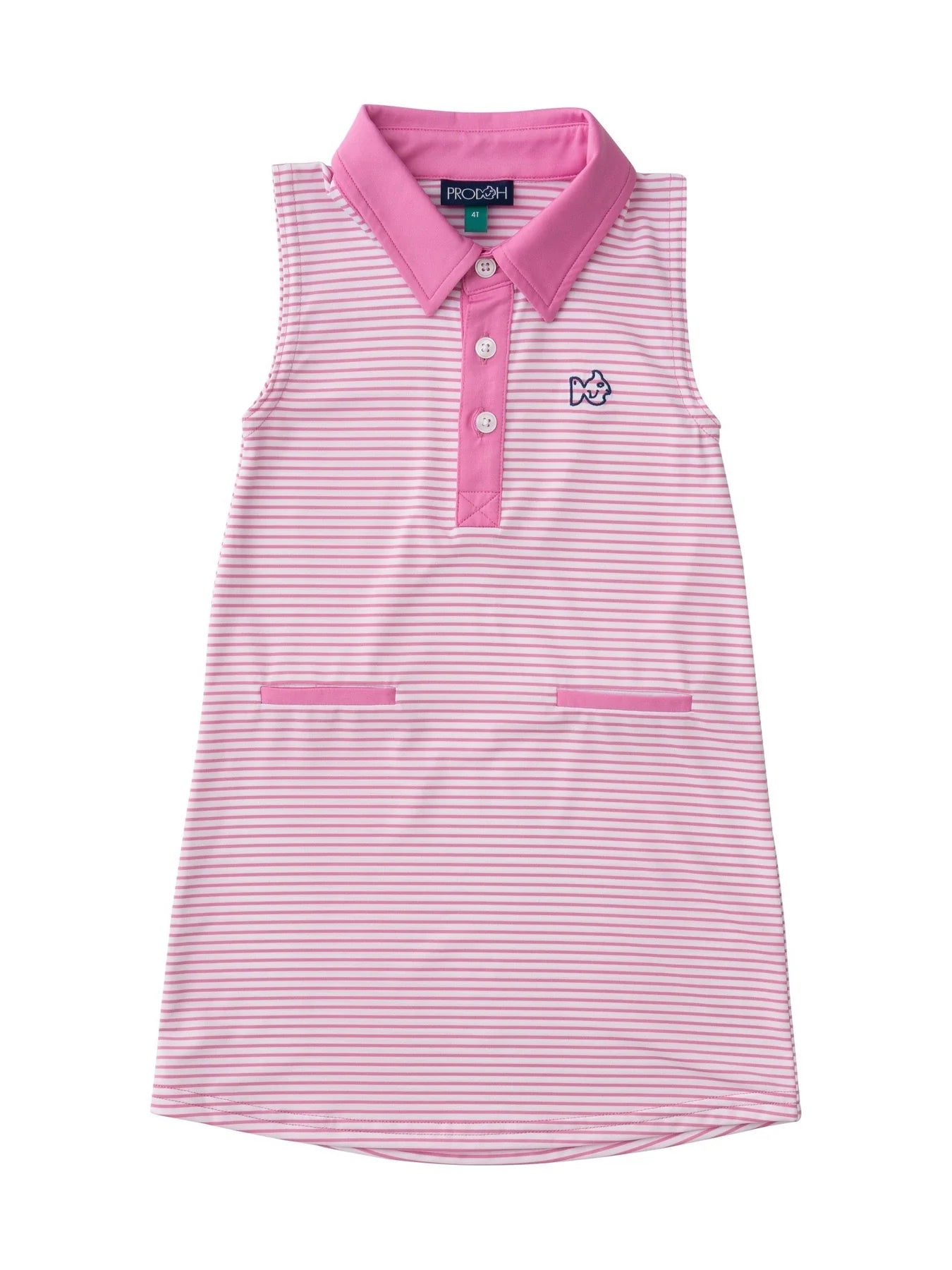 Sleeveless Pro Performance Polo Dress- Fuchsia Pink Stripe