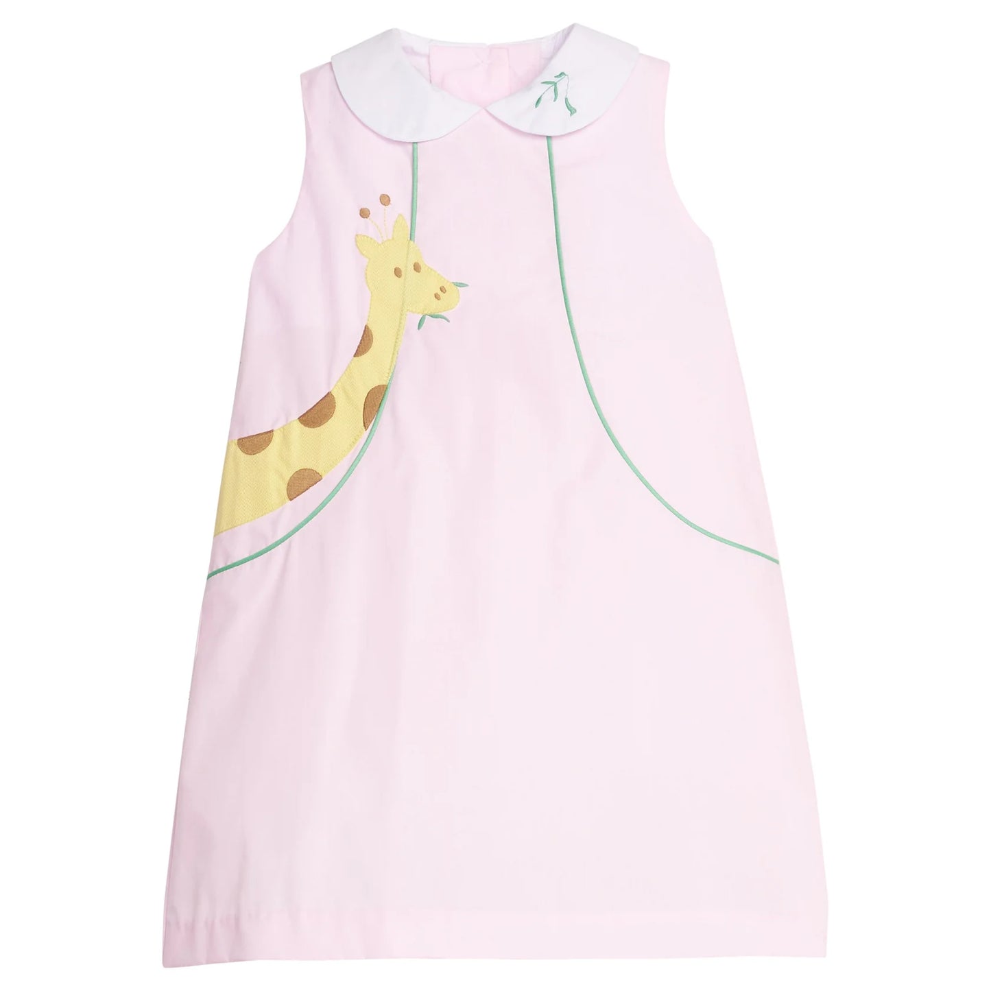 Pink dress with a yellow giraffe design