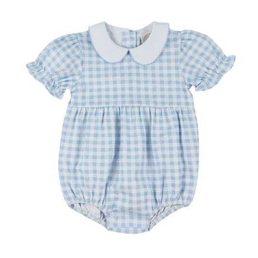 Blue Gingham Girls Collins Classic Bubble