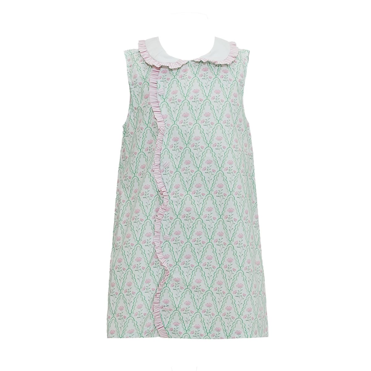 **PRE-ORDER** Claire Green and Pink Floral Scallop Dress