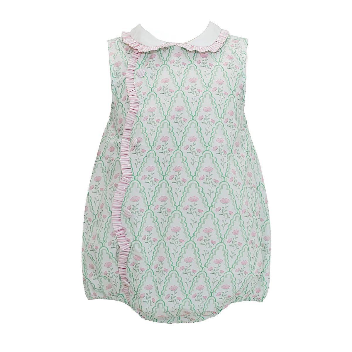 Claire Green and Pink Floral Scallop Bubble
