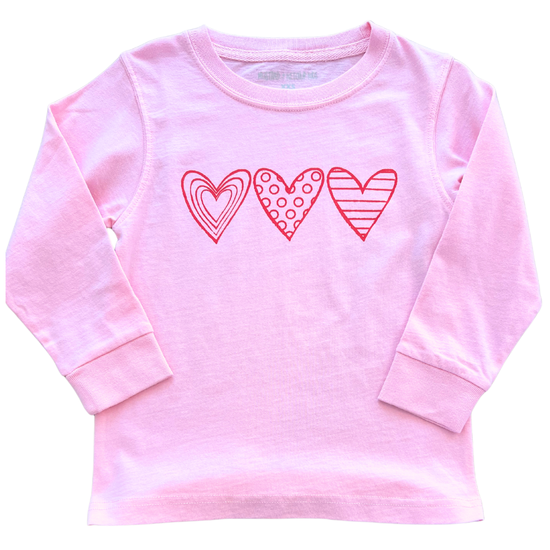 Hearts Trio LS Shirt - Light Pink