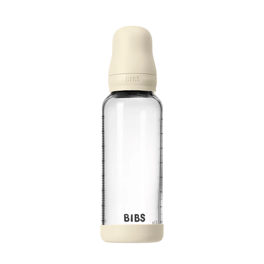 Baby Glass Bottle Set 8oz Silicone - Ivory (Medium flow)