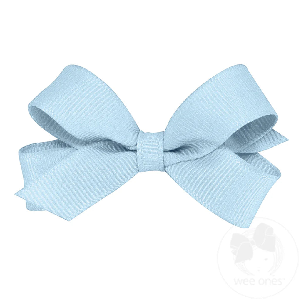 Tiny Classic Grosgrain Girls Hair Bow (Plain Wrap) - Blue