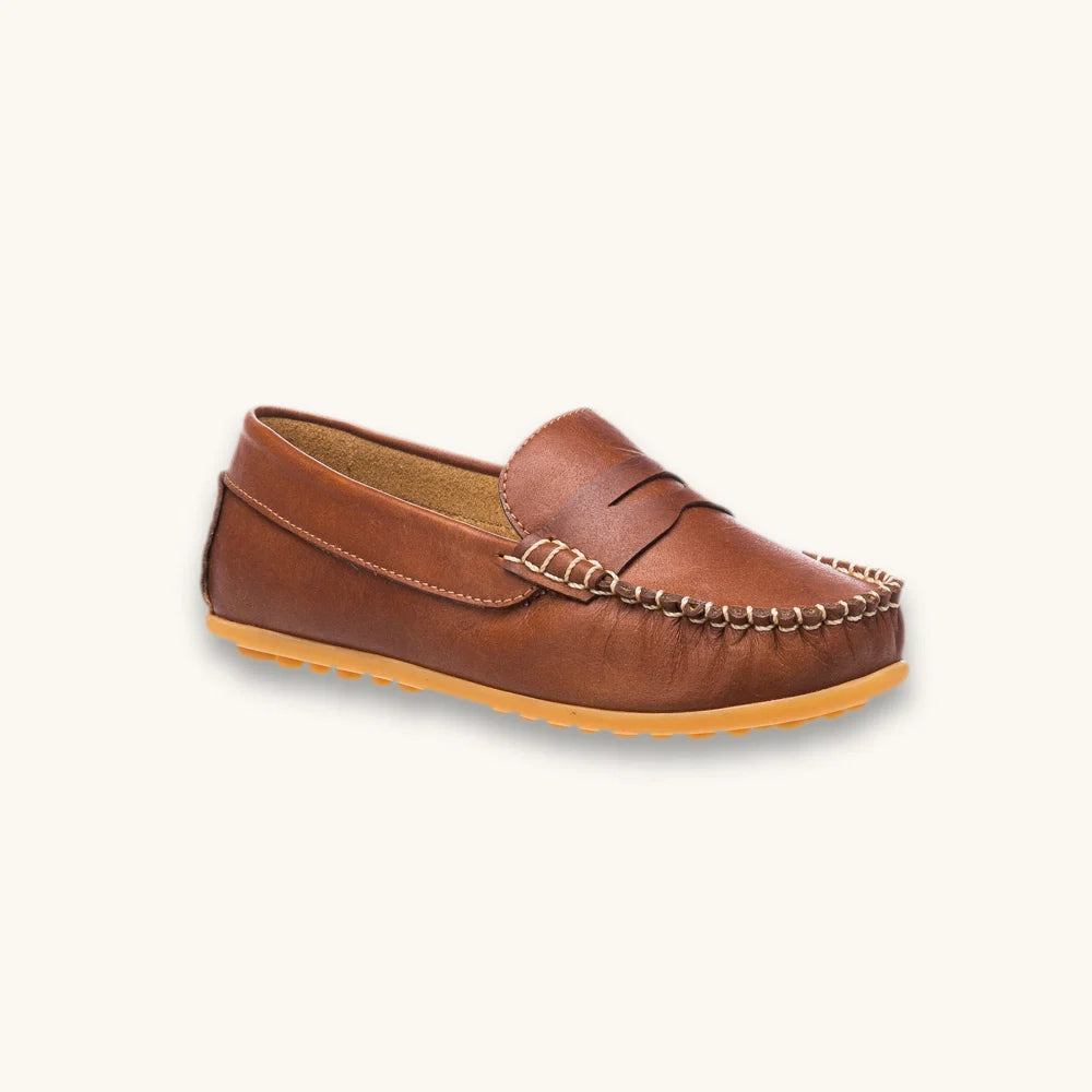 Brown Leather moccasins for older boys