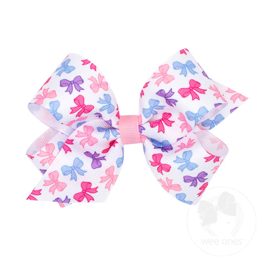 Bow Print Grosgrain Hair Bow - Multi