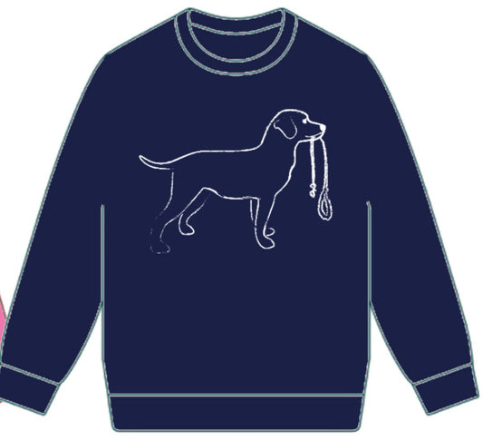 Navy Dog with Leash Sweatshirt