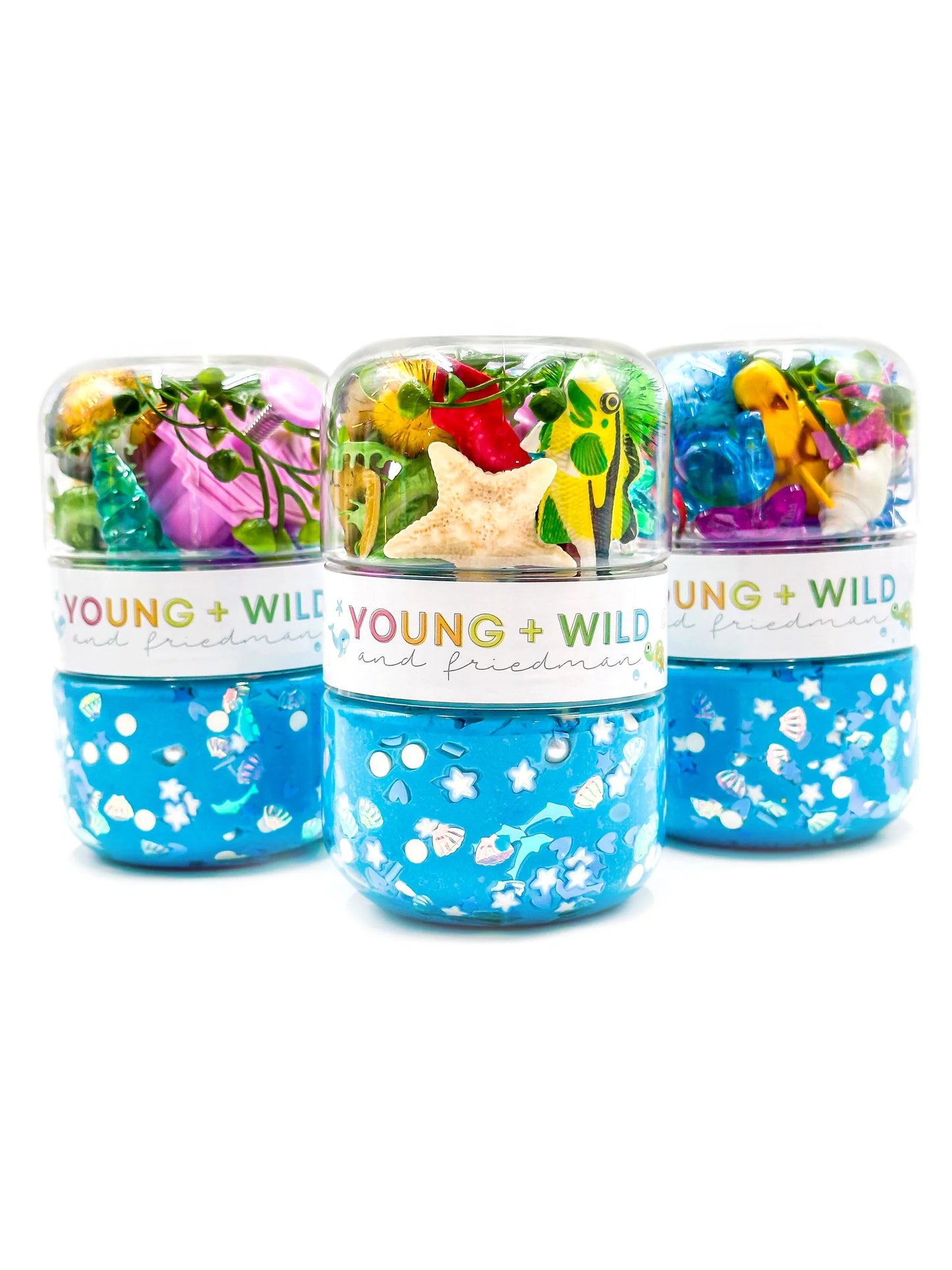 Ocean theme figures with blue dough for sensory play.