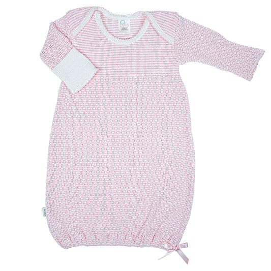 Overlap Shoulder Gown - Pink with Bow