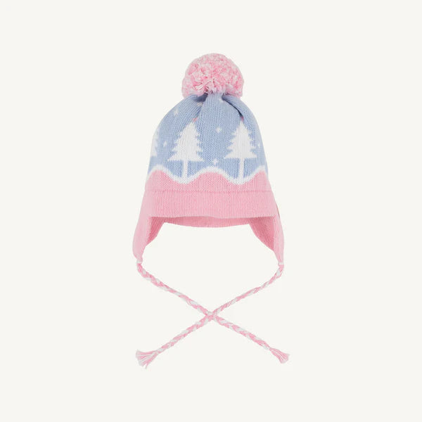 Parrish Pom Pom Hat -Beale Street Blue and Hamptons Hot Pink with Trees