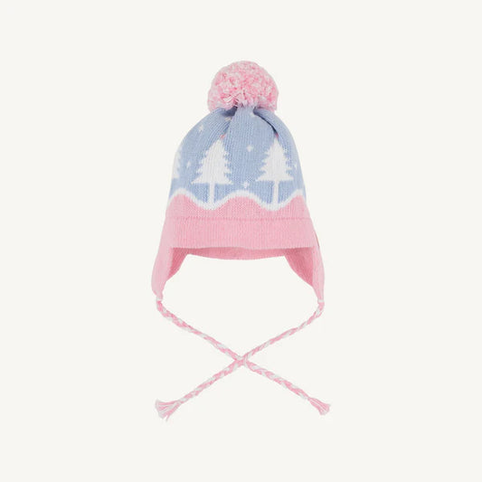 Parrish Pom Pom Hat -Beale Street Blue and Hamptons Hot Pink with Trees