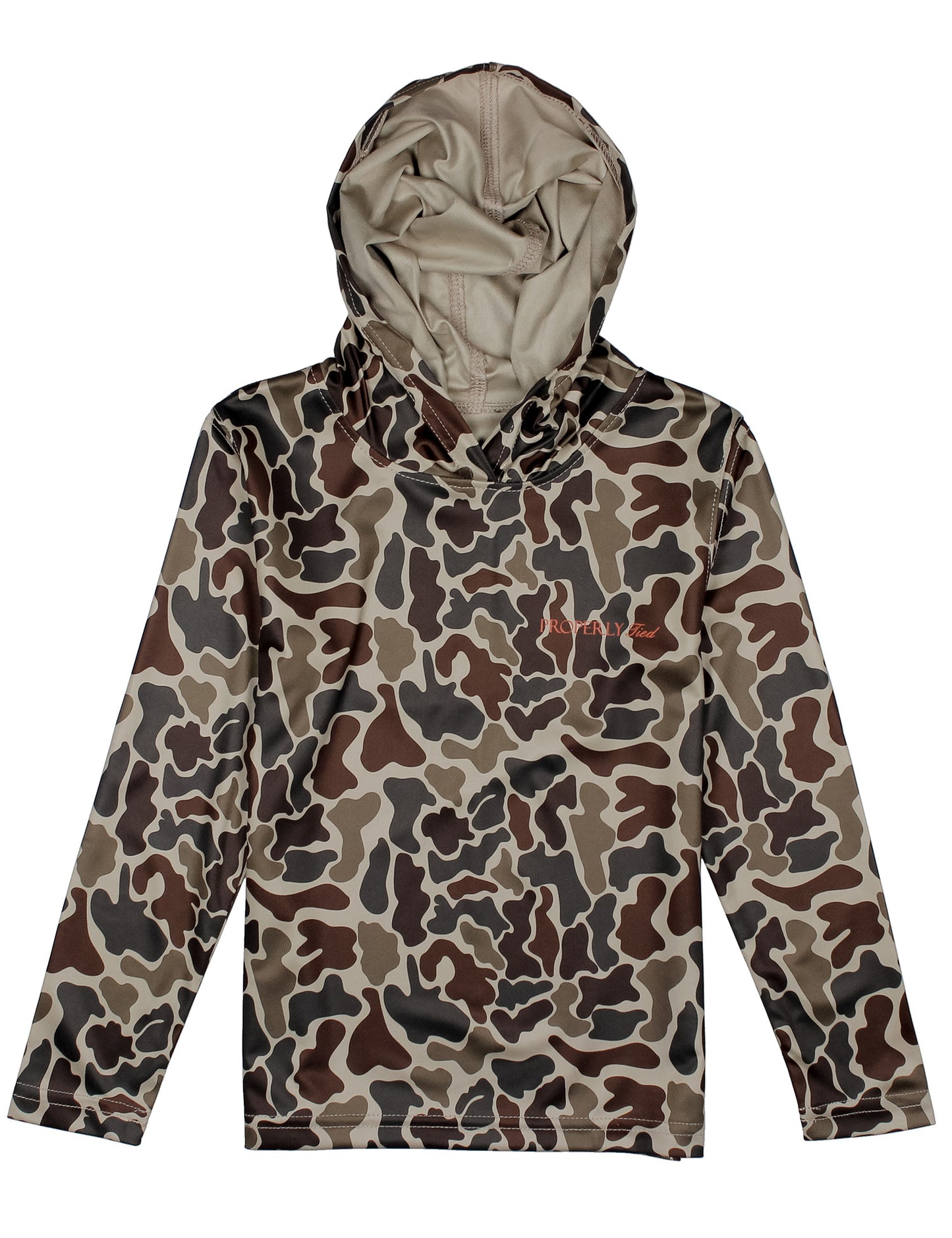 performance hoodie with vinatge brown camouflage