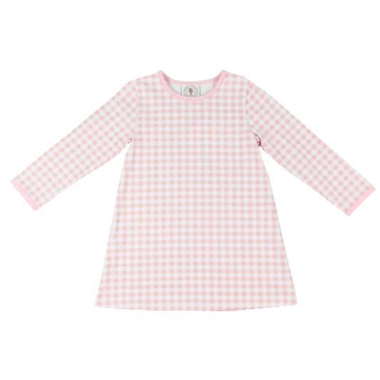 Pink Gingham Susie Swing Longsleeve Dress