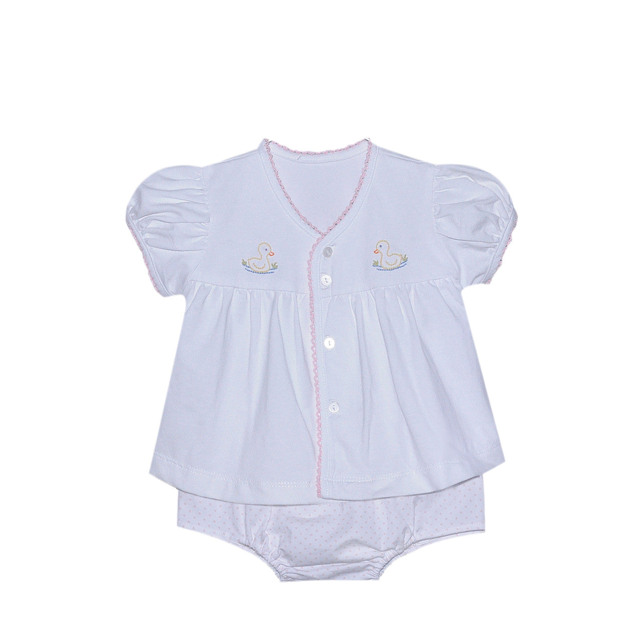 Brennan Diaper Set Pink Trim - Duckies
