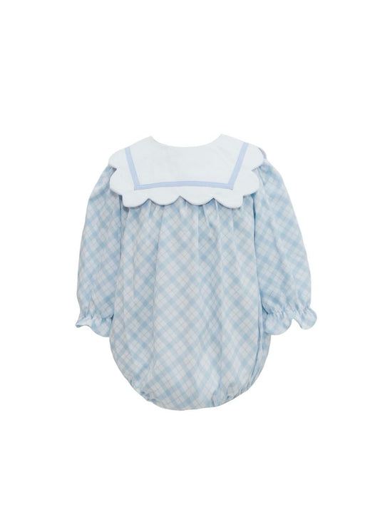 Blue Plaid Scallop Collar Bubble