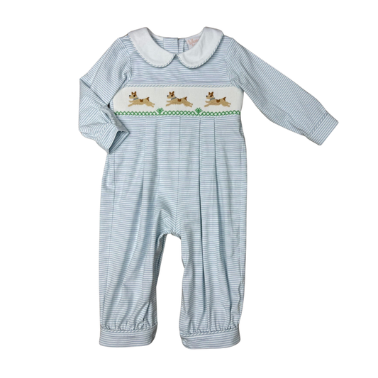Petey Puppy Smocked Collared Romper