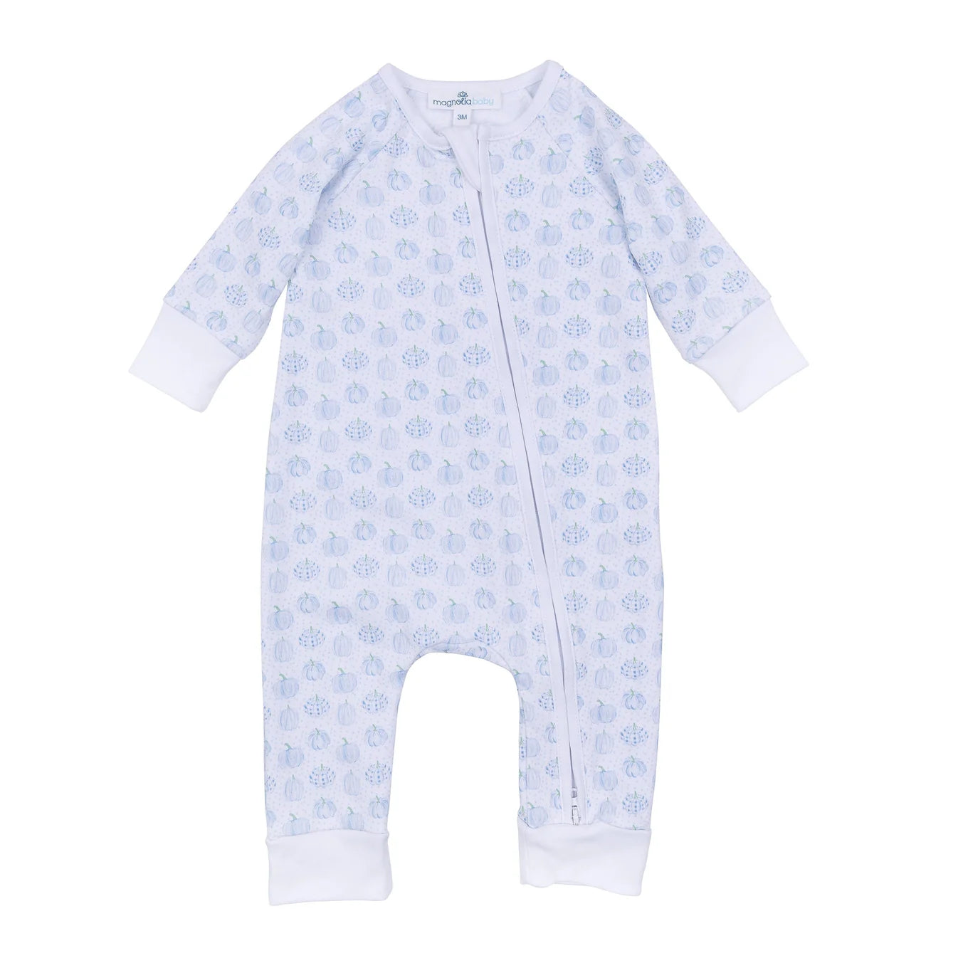 Precious Pumpkins Zipper Playsuit - Light Blue