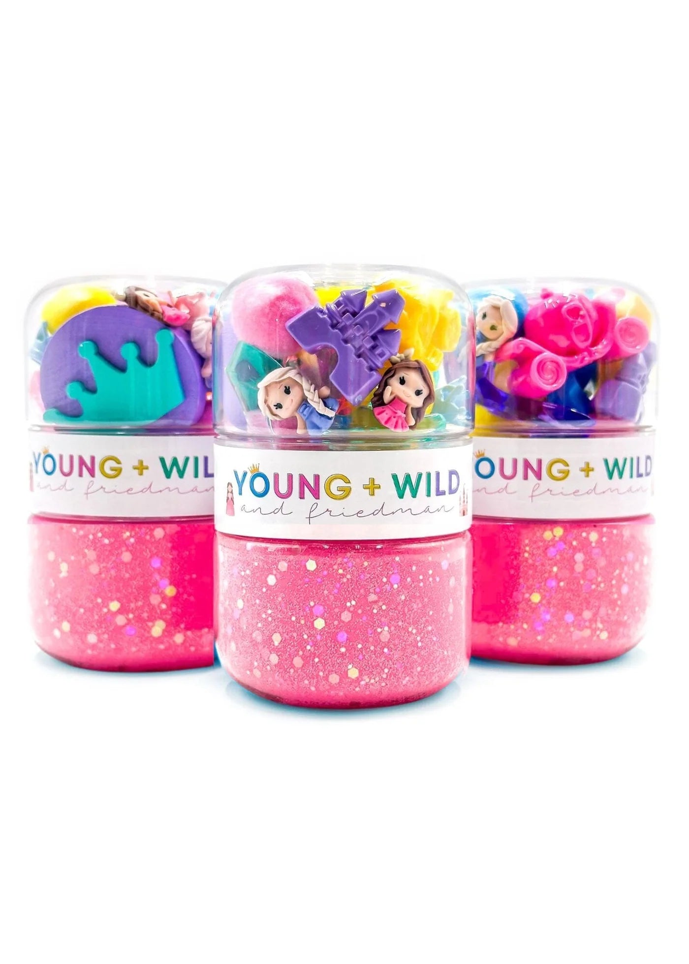 princess pink sensory dough container with princess them trinkets