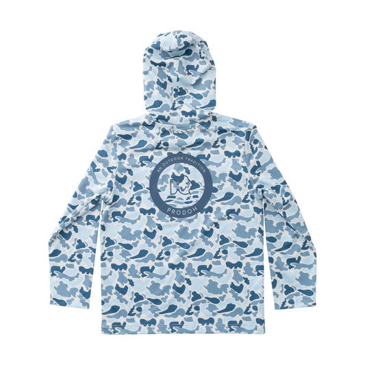 Pro Performance Hoodie Fishing Tee - Blue Camo