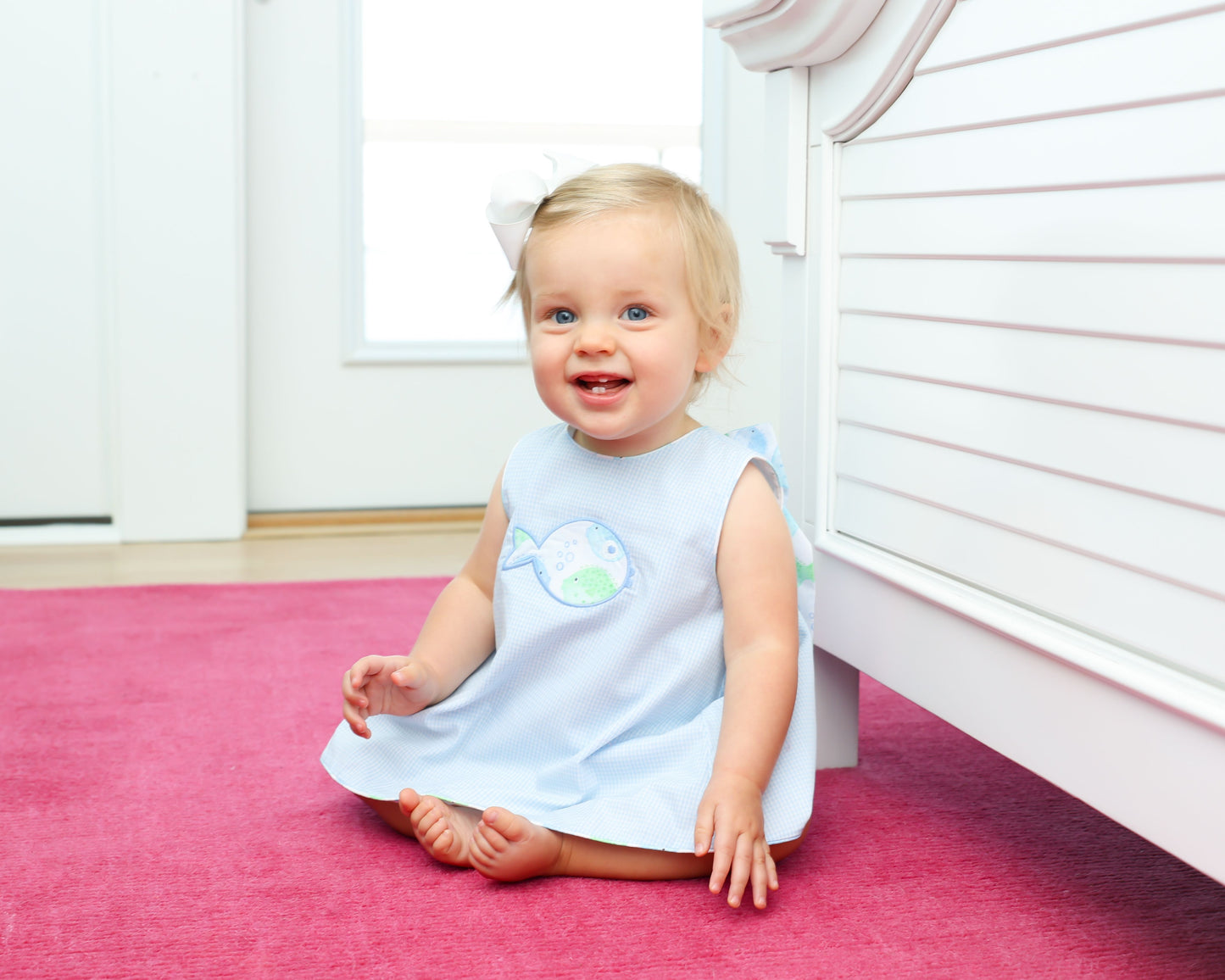 Light Blue Swing Top Bloomer Set with Puffer Fish Design