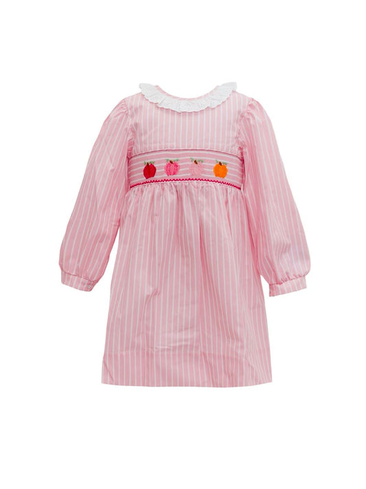 Pink Stripe Pumpkin Smock Long Sleeve Dress