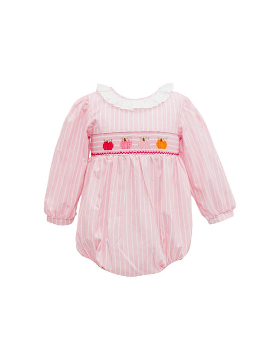 Pink Stripe Pumpkin Smock Long Sleeve Bubble