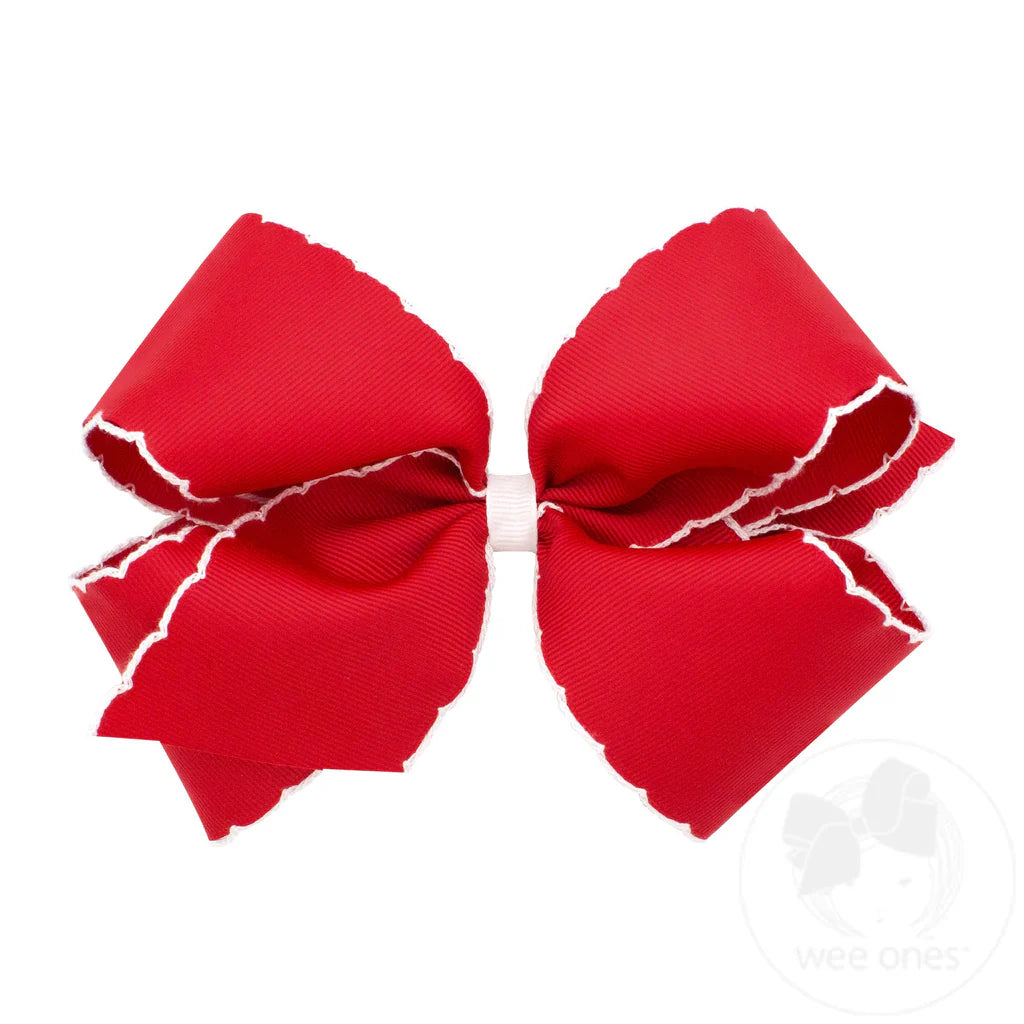 Red king bow with white moonstitch