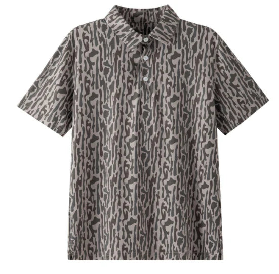 Short-sleeve shirt with a retro camo pattern