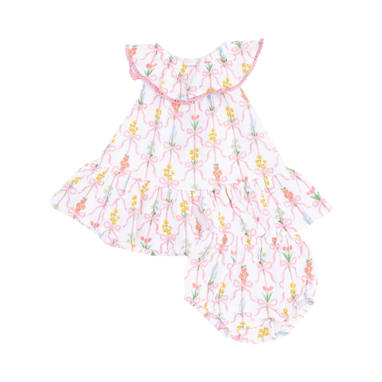 Ribbon Bouquet Circle Neck Dress