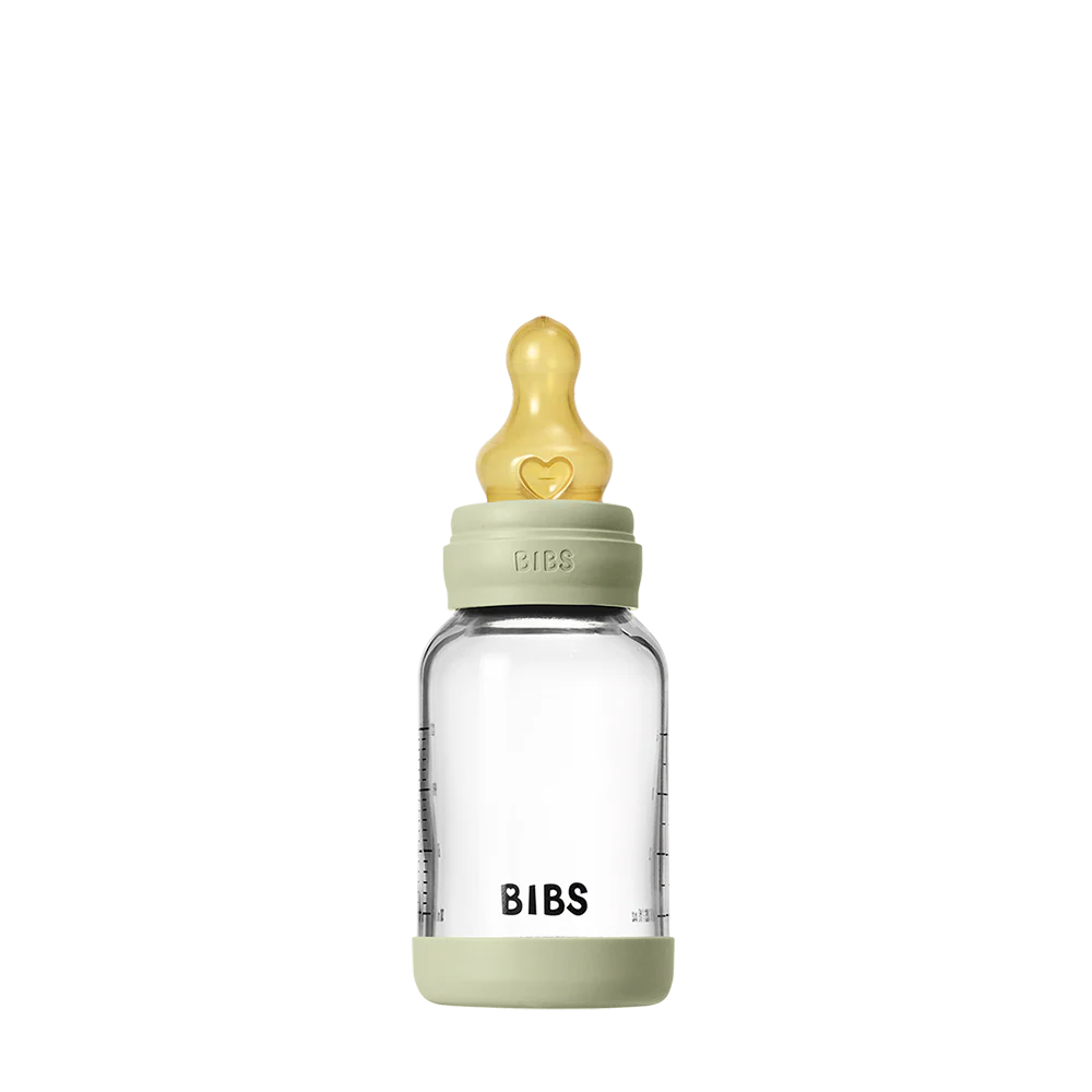 Baby Glass Bottle Set 4oz Latex - Sage (slow flow)