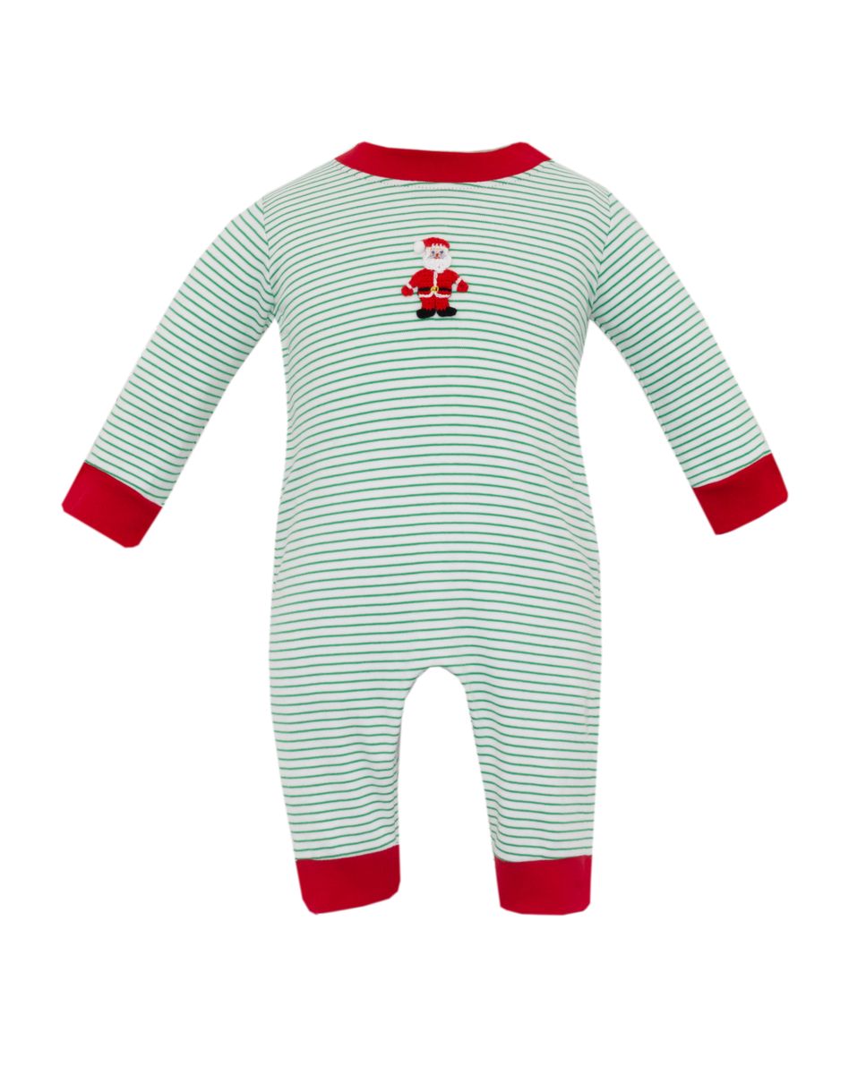 SANTA BOY´S - Green stripe knit boy´s long romper