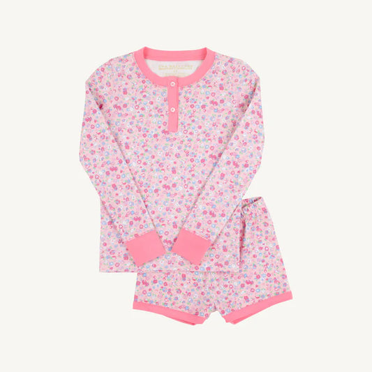 Sara Jane's Long Sleeve Short Set -Mableton Mini Floral (Pink) with Romany Rose