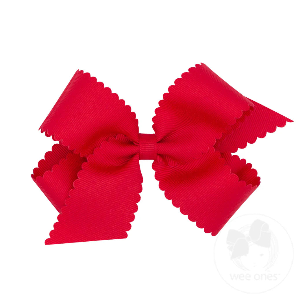 Medium red bow with scallop edges