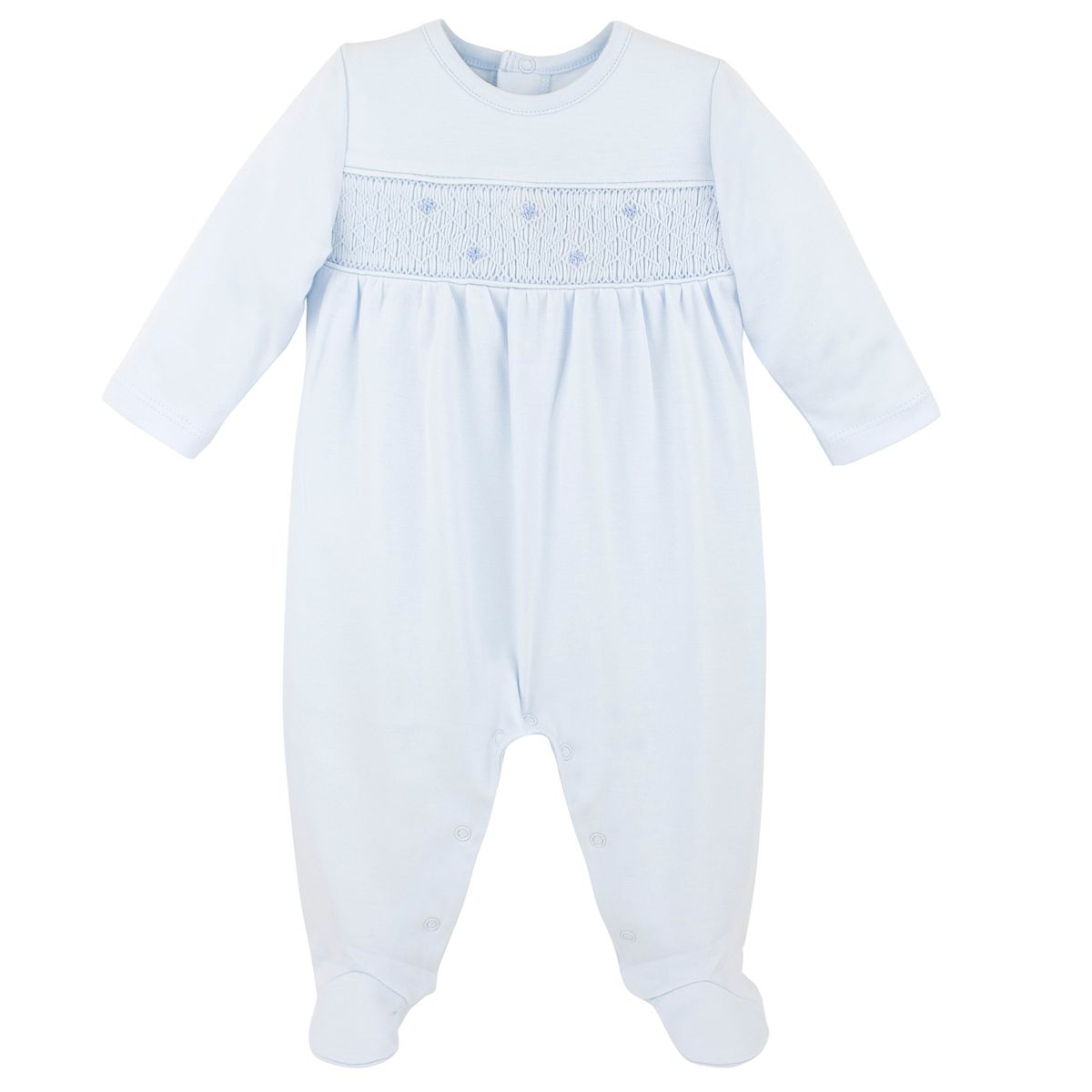 Tiny Stars Smocked Footie - Blue