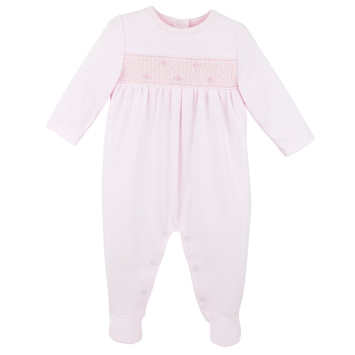 Tiny Stars Smocked Footie -Pink