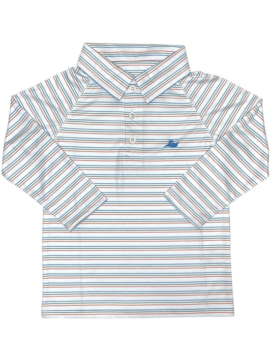 Striped long sleeve polo