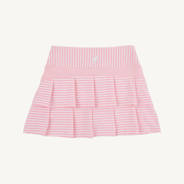 Pink and white striped skirt made with athletic material