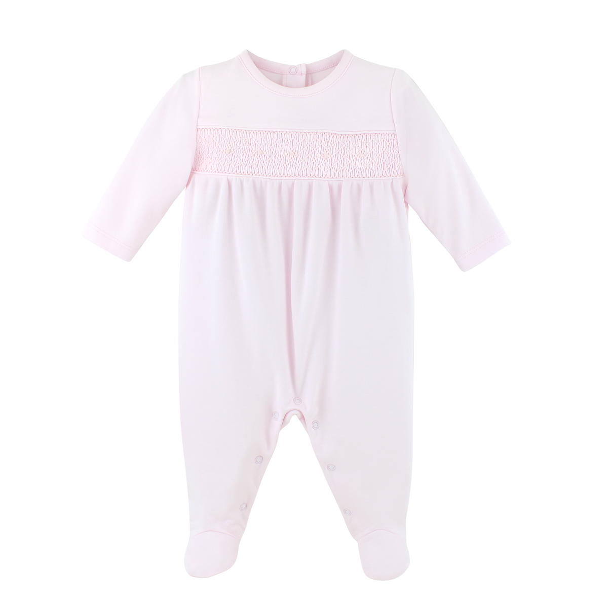 Pink smocked footie romper