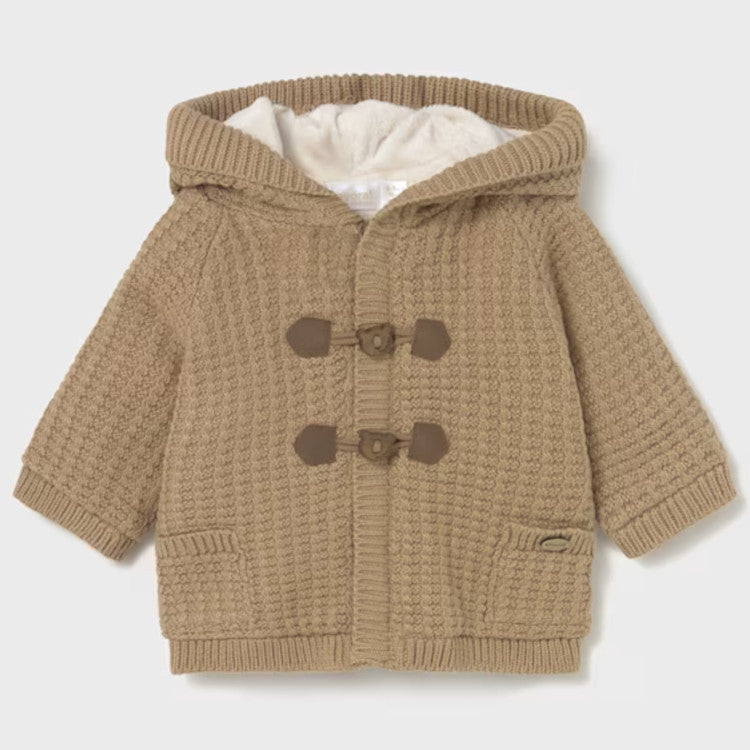Newborn Boy Lined Knit Cardigan - Tan