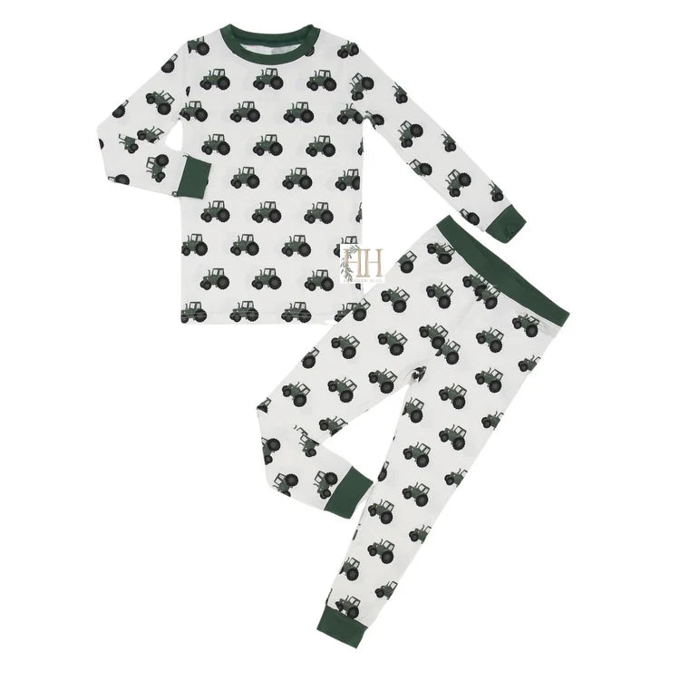 Green Tractor Bamboo Loungewear Set