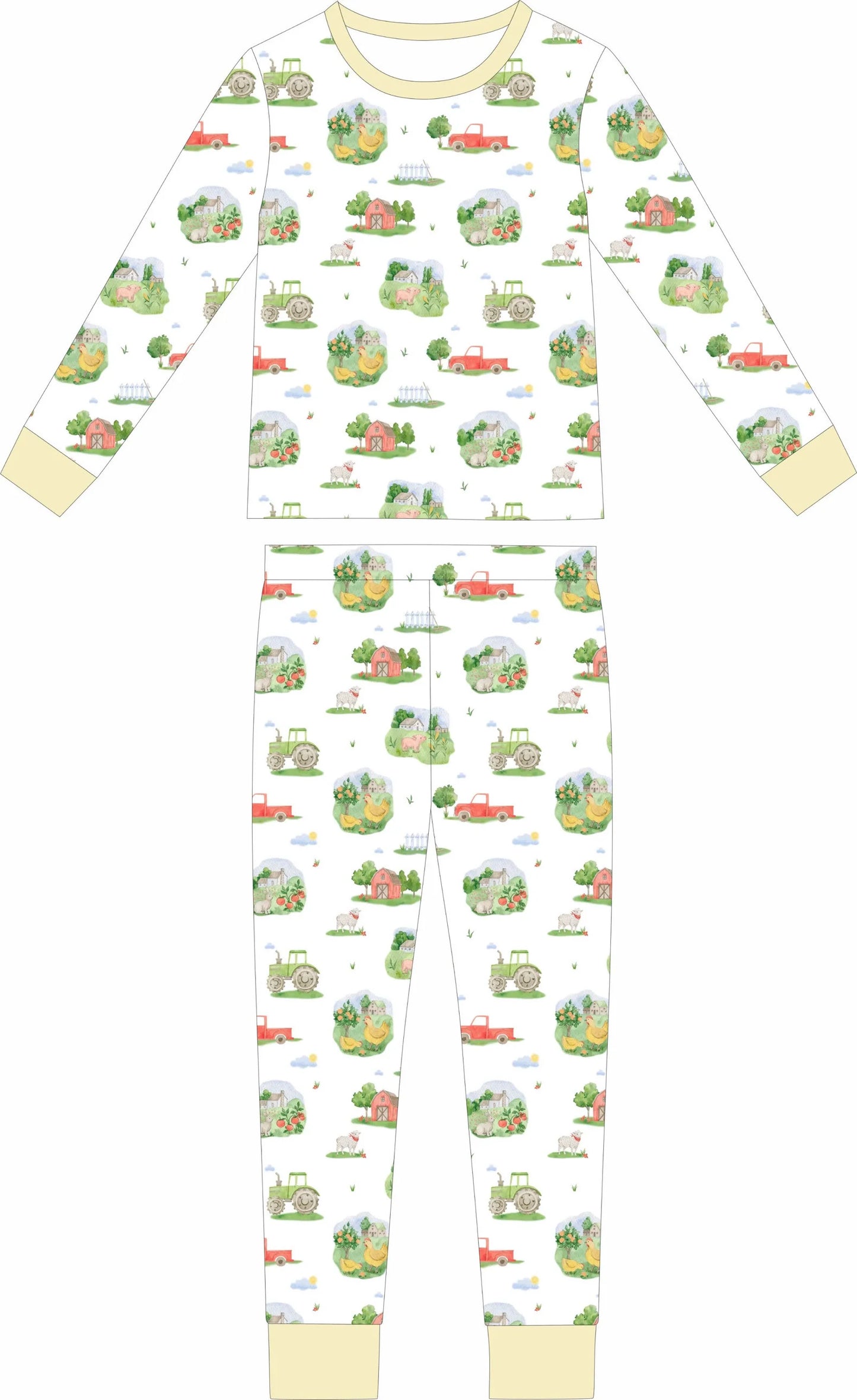 **PRE-ORDER** Trucks and Tractors Toile Two Piece Loungewear Set