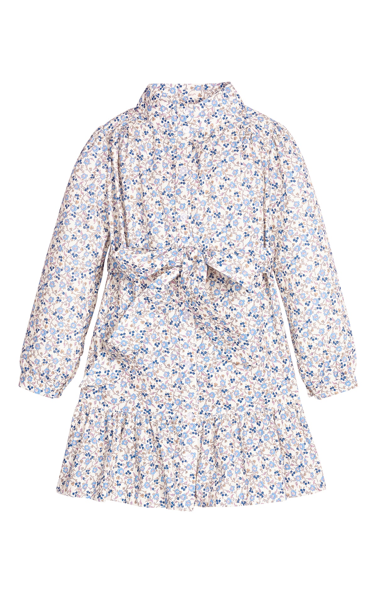Floral dress with long sleeves on a white background