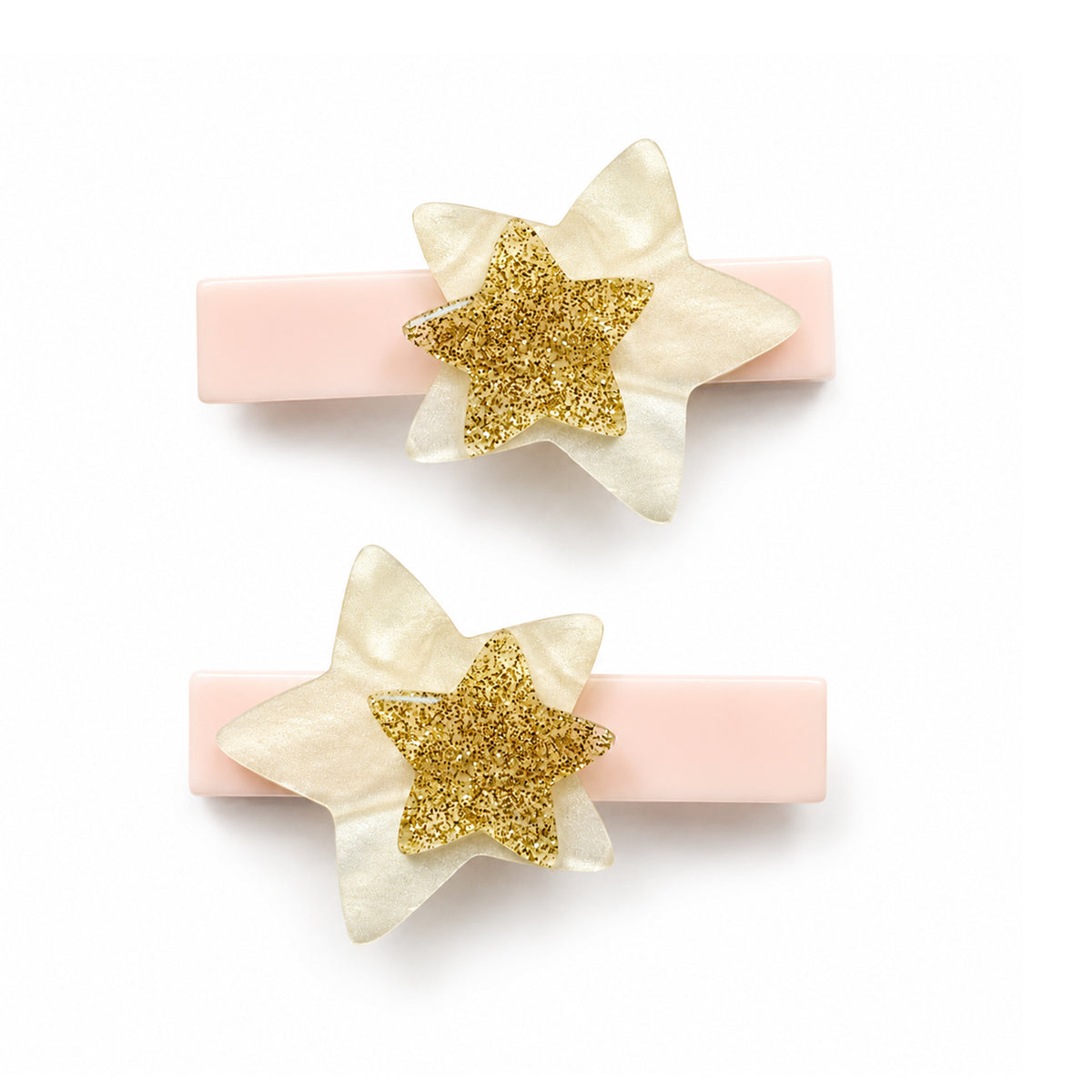 STARS PEARL GLITTER HAIR CLIPS