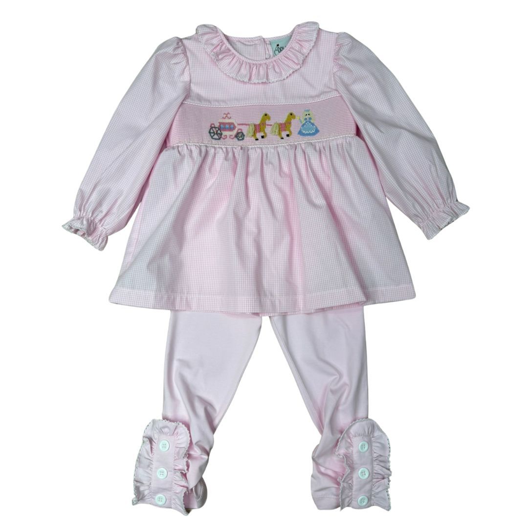 Smocked Pink Gingham Princess Pant Set