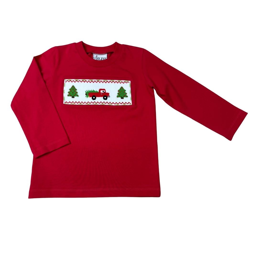 Smocked Christmas Tree Truck Shirt