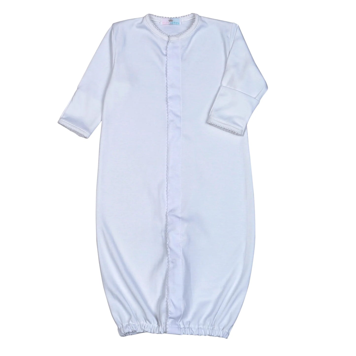 White Converter Gown White Picot Trim
