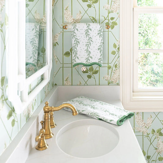 Patterned Scallop Hand Towels (pair) - Willow