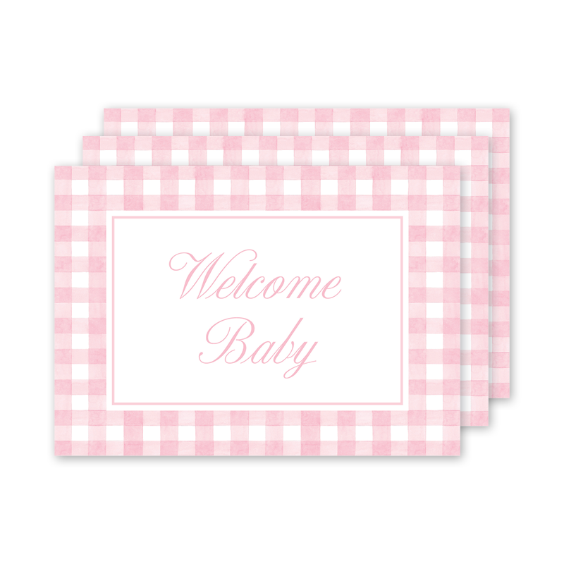 Pink Milestone Cards sized 5 x 7 inches on Mohawk Eggshell White Paper, Packaged in a Custom Envelope. Artist Name: Shanna Masters